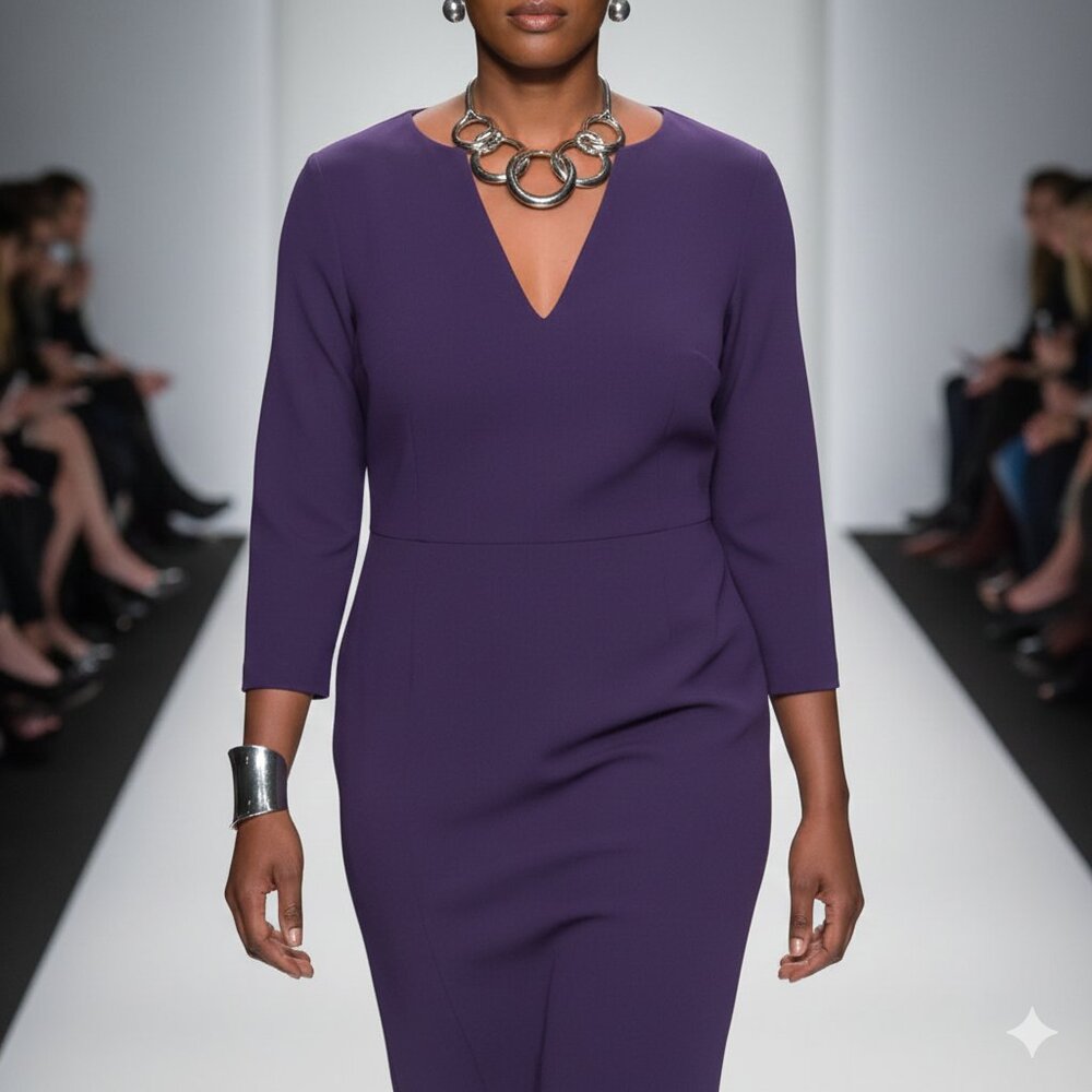 Size 24 VENUS Deep Purple Long Sleeve‎ Dress